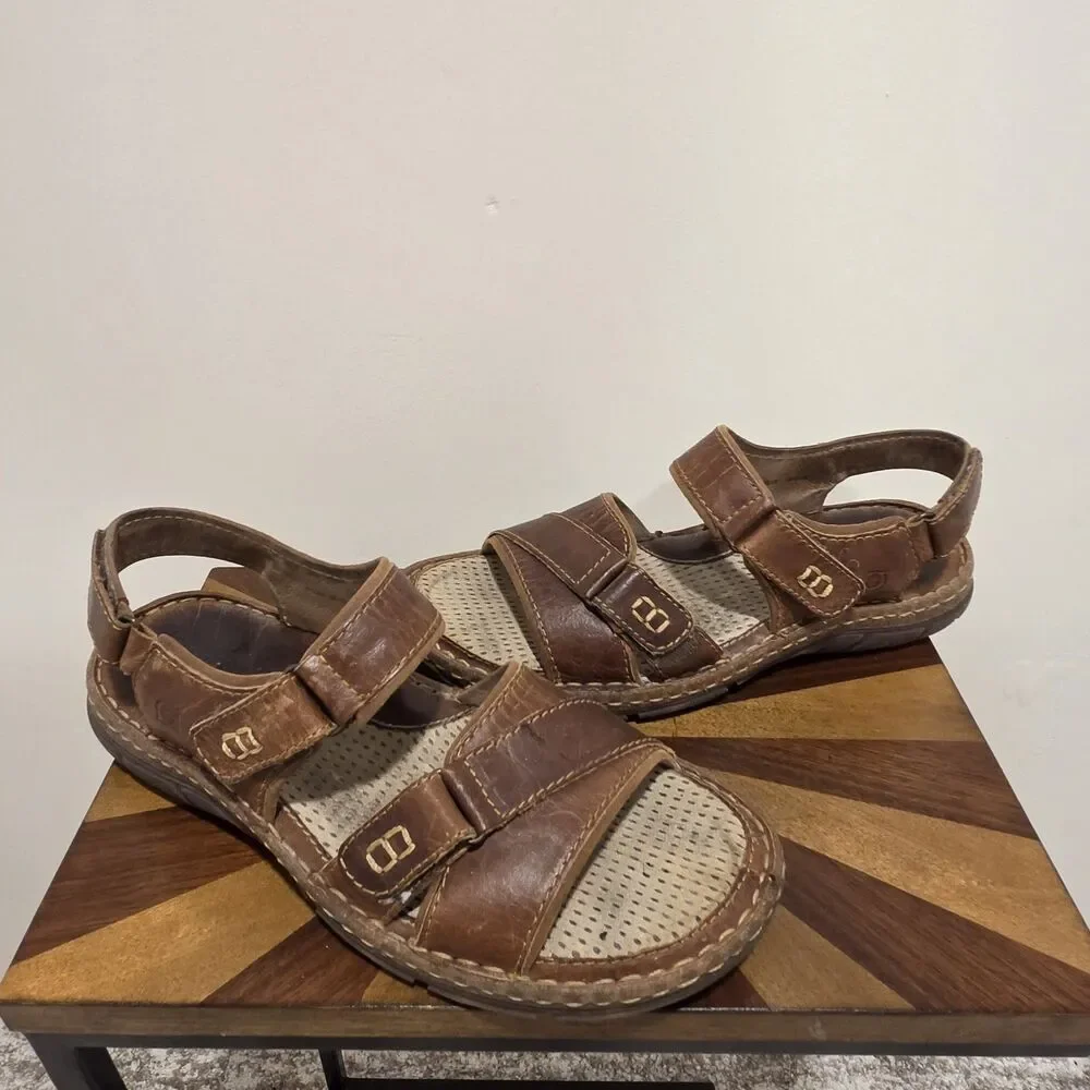 Born Custer Sandals US 11 Men Slingback Brown Leather Fisherman Dad Indie H61206